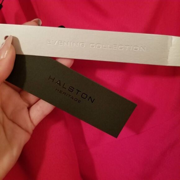 NWT Halston Fuscia One Shoulder Draped Dress 6 - Picture 5 of 10